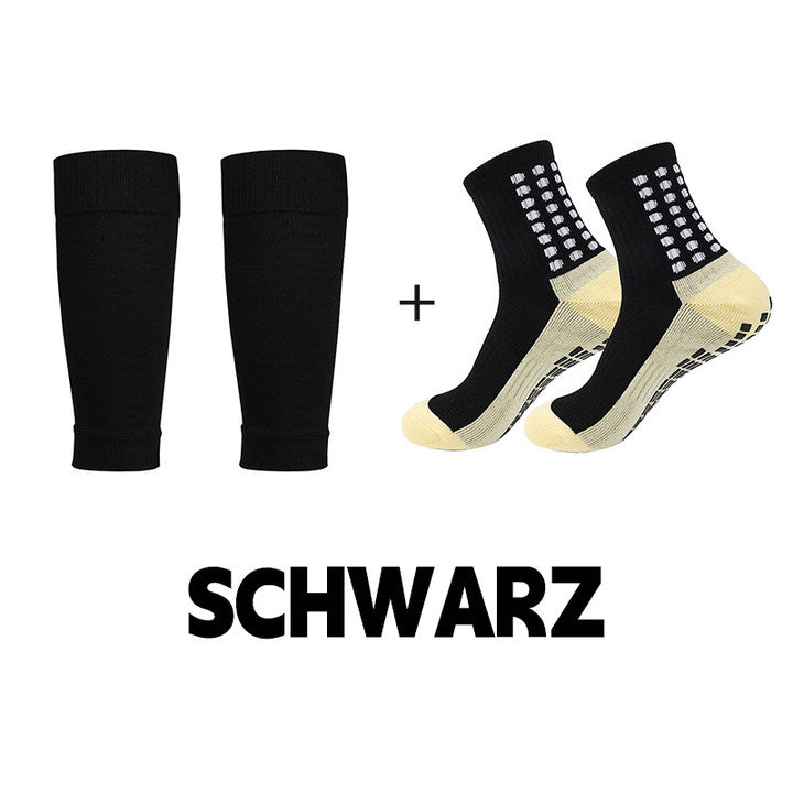 Rutschfeste, atmungsaktive Fußball-Socken + Schienbeinschoner-Set