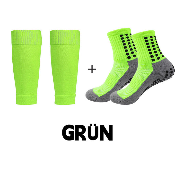 Rutschfeste, atmungsaktive Fußball-Socken + Schienbeinschoner-Set