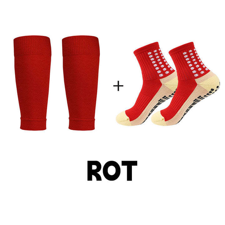 Rutschfeste, atmungsaktive Fußball-Socken + Schienbeinschoner-Set