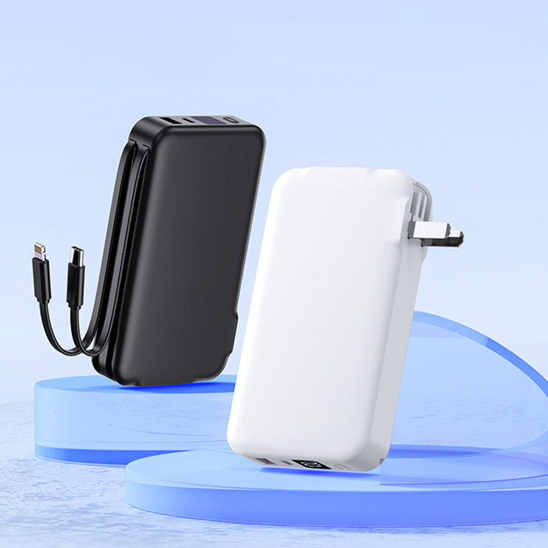 Multifunktionale tragbare Powerbank mit integriertem Stecker