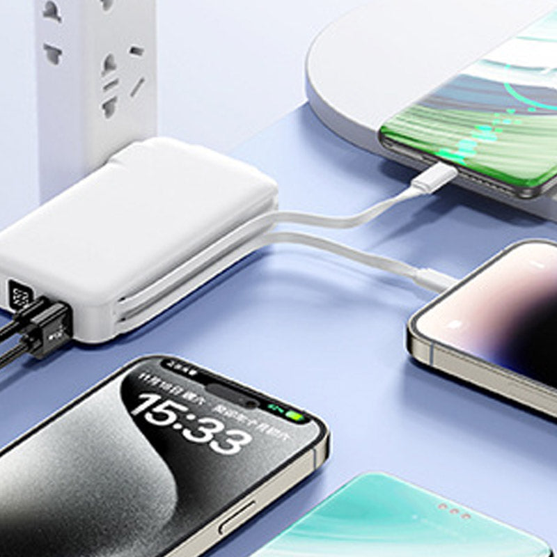 Multifunktionale tragbare Powerbank mit integriertem Stecker