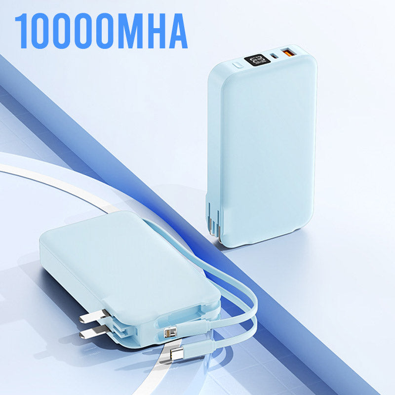 Multifunktionale tragbare Powerbank mit integriertem Stecker